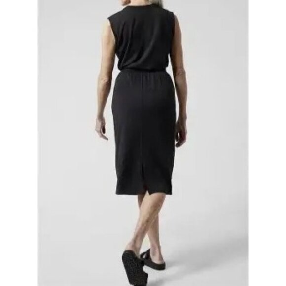 Athleta Santorini Cinch Midi Dress Black Large - Picture 3 of 9